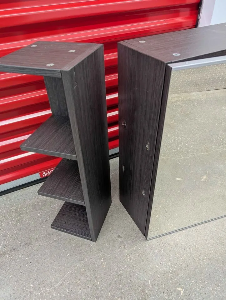 IKEA Dark Wood Mirrored Storage Cabinet - photo 5