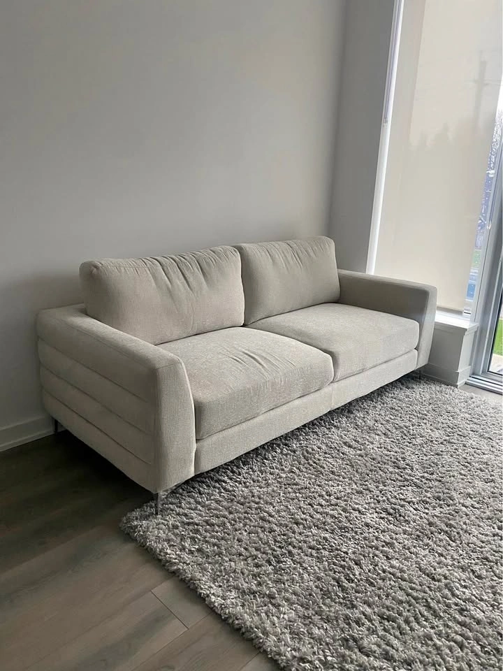 Modern Light Gray Textured Fabric Sofa
