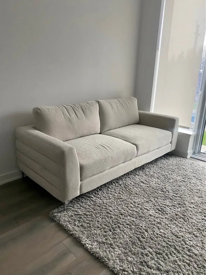 Modern Light Gray Textured Fabric Sofa