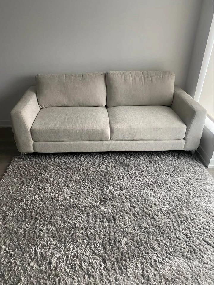 Modern Light Gray Textured Fabric Sofa - photo 2