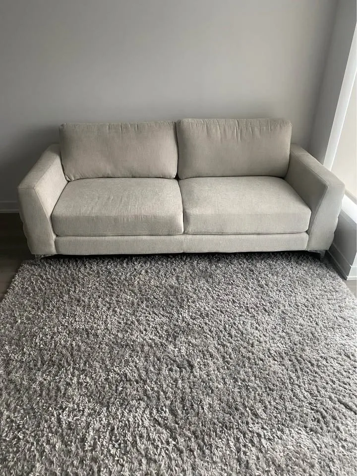 Modern Light Gray Textured Fabric Sofa - photo 2