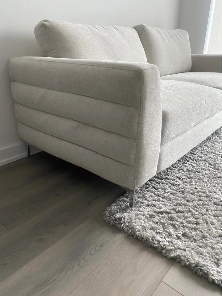 Modern Light Gray Textured Fabric Sofa - photo 3