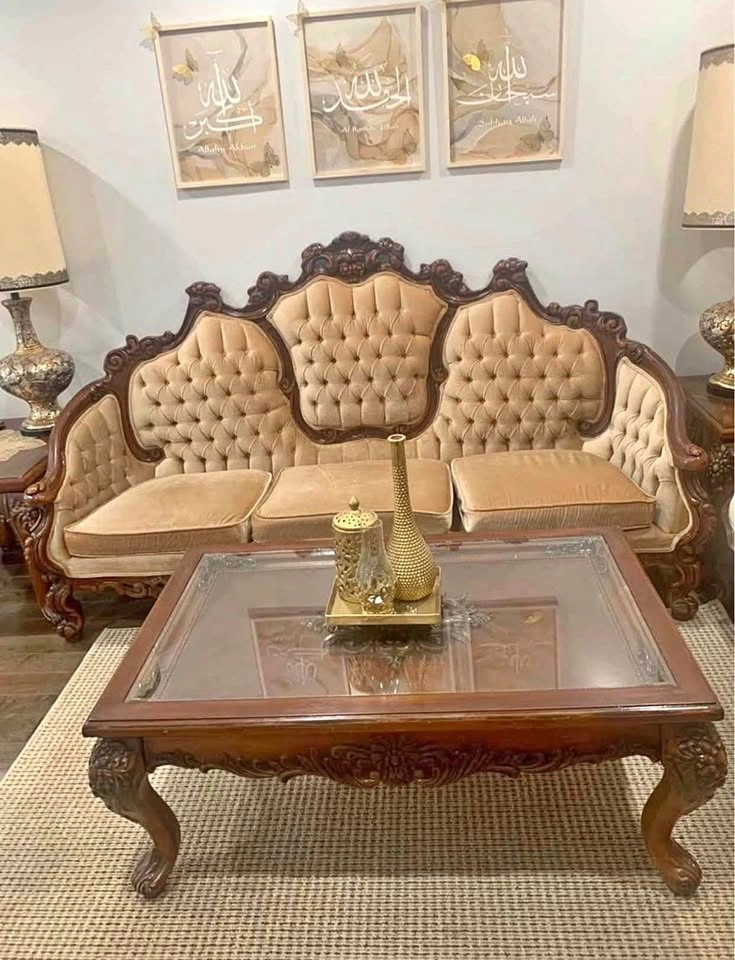 Vintage Carved Wood Living Room Set