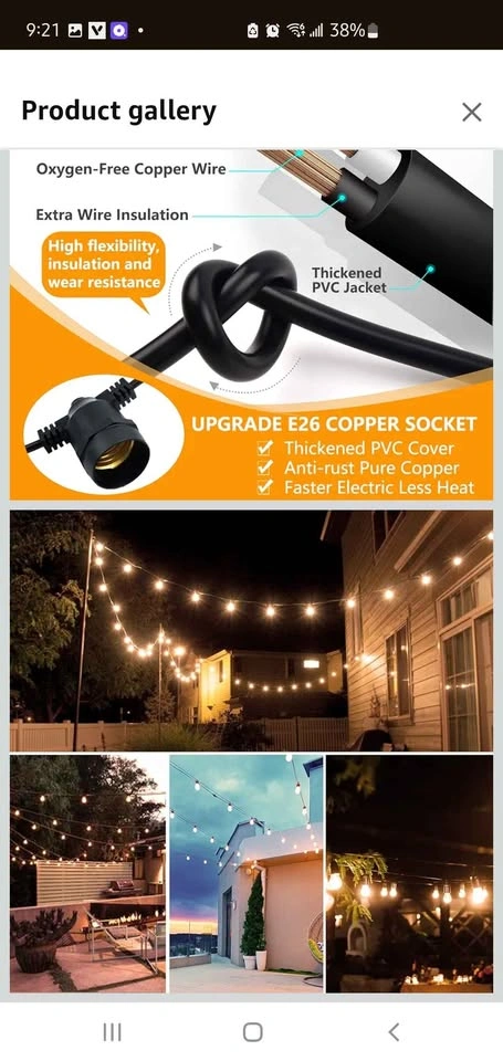 LED Outdoor Patio String Lights (108Ft) - photo 5