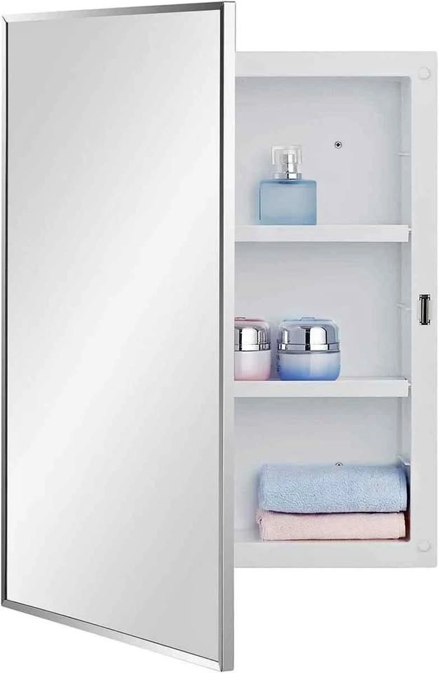 Bath Cabinet with Framed Mirror 16x22 inch