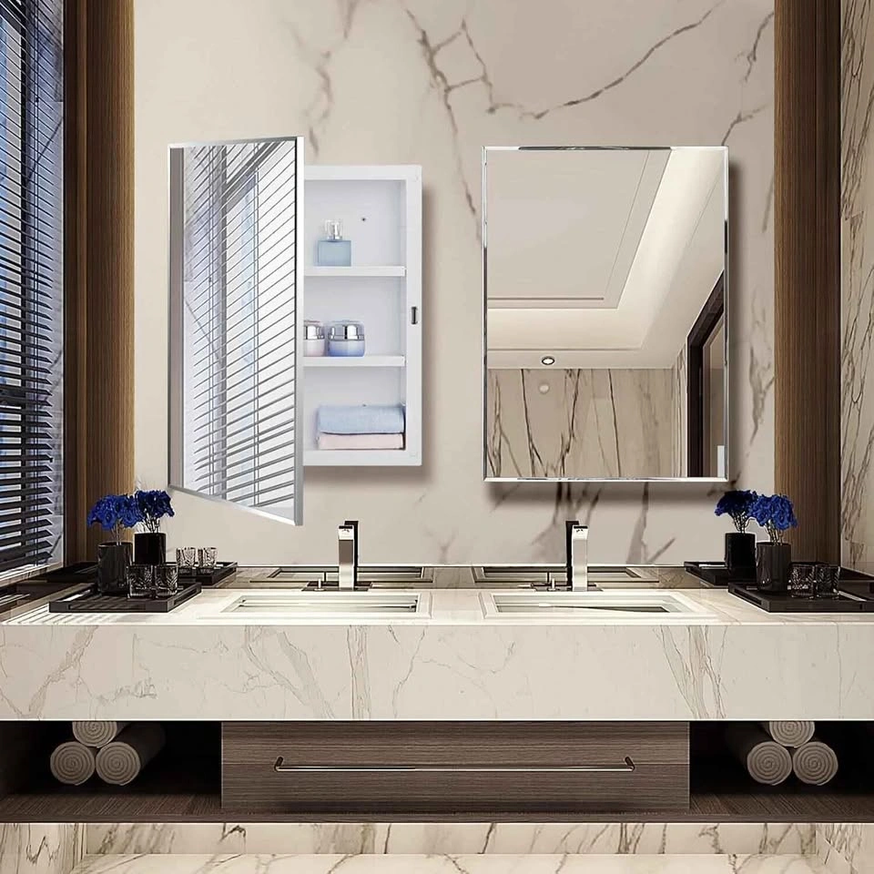 Bath Cabinet with Framed Mirror 16x22 inch - photo 2