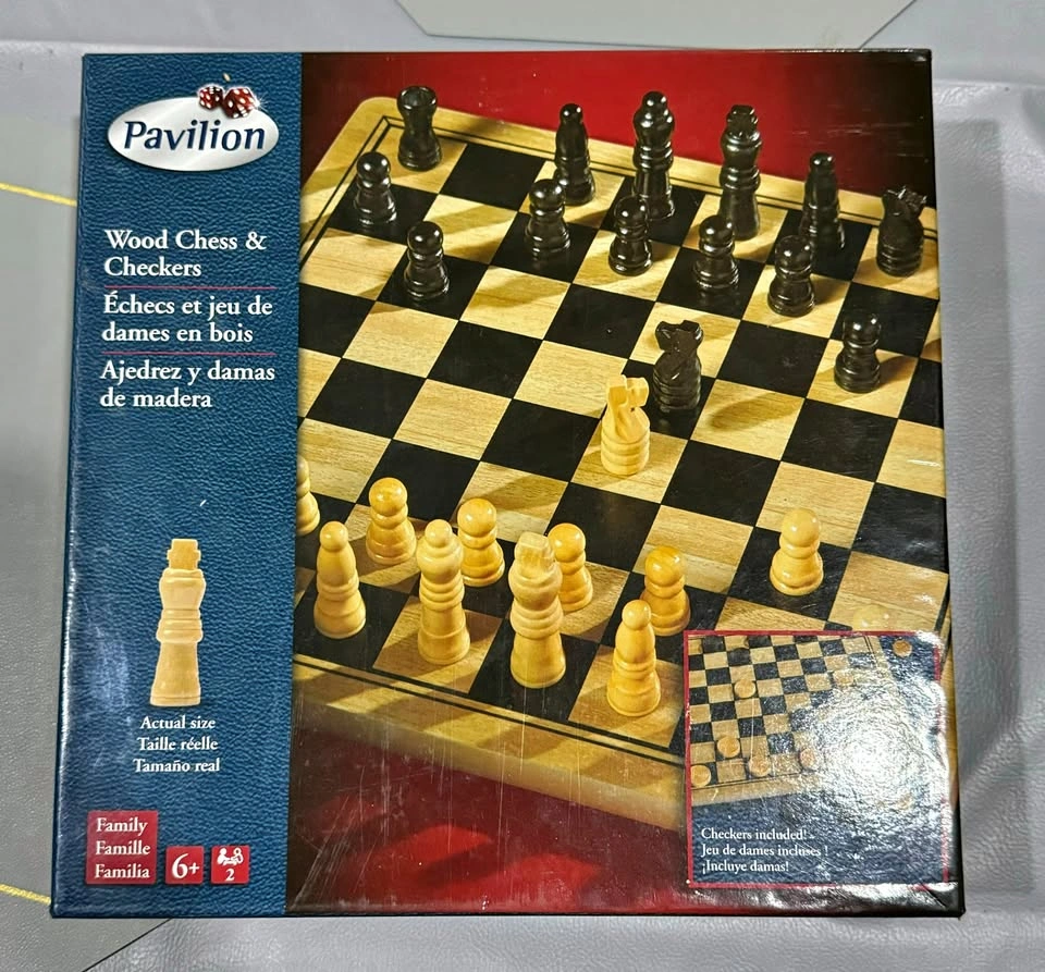 Pavillion- 2 Player Wooden Chess & Checkers