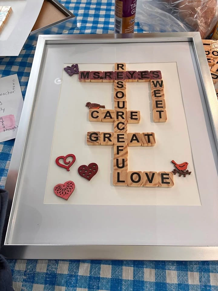 Letter tile word art.