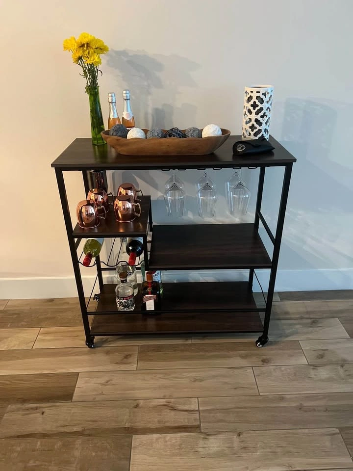 Dynamic Bar Cart with Wine Rack and Glass Holder