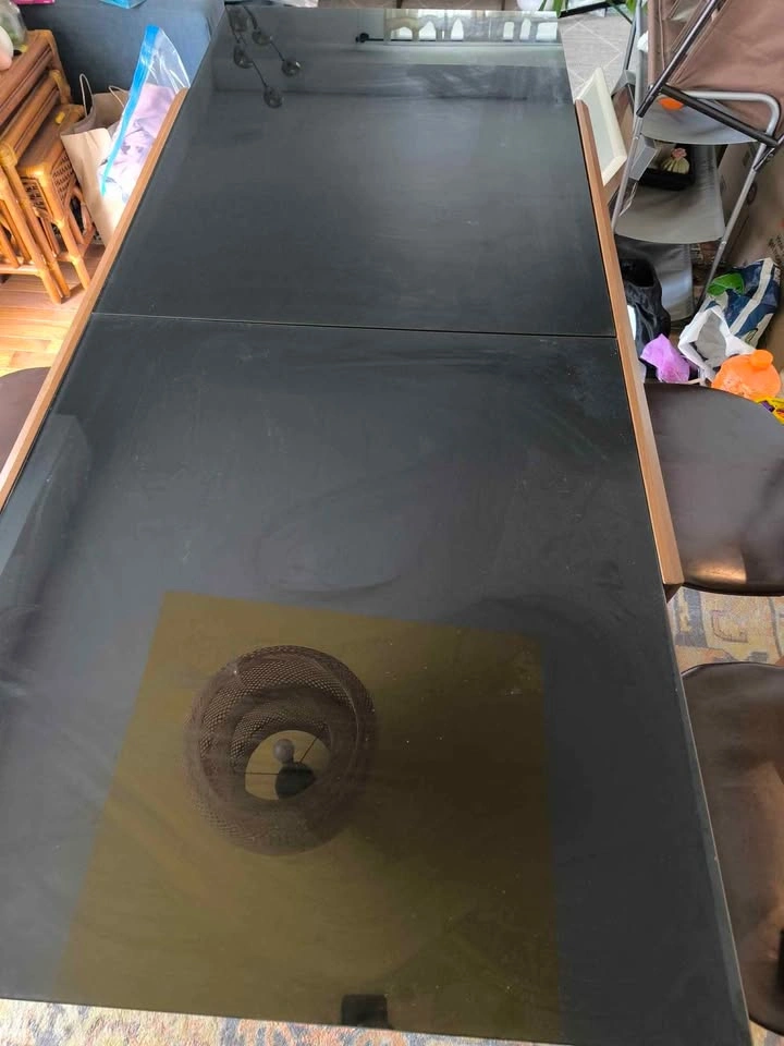 Black Glass Extendable Dining Table with 2 Chairs - photo 2