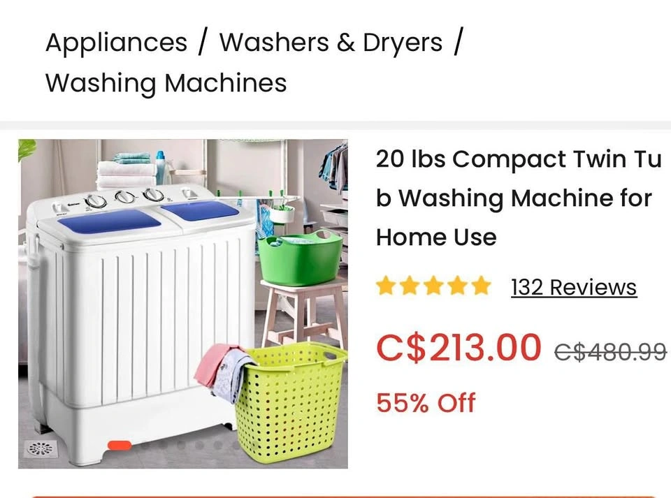 Portable 20 lbs Compact Twin Tub Washing Machine