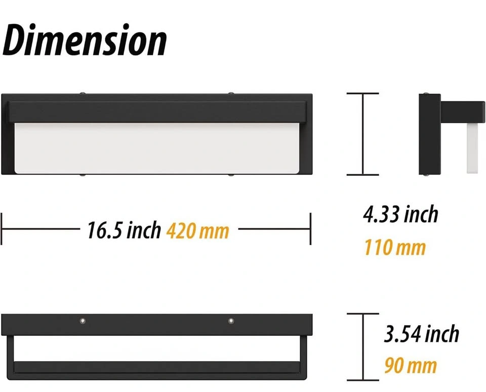 16.5" Modern Black LED Bathroom Vanity Light - photo 3