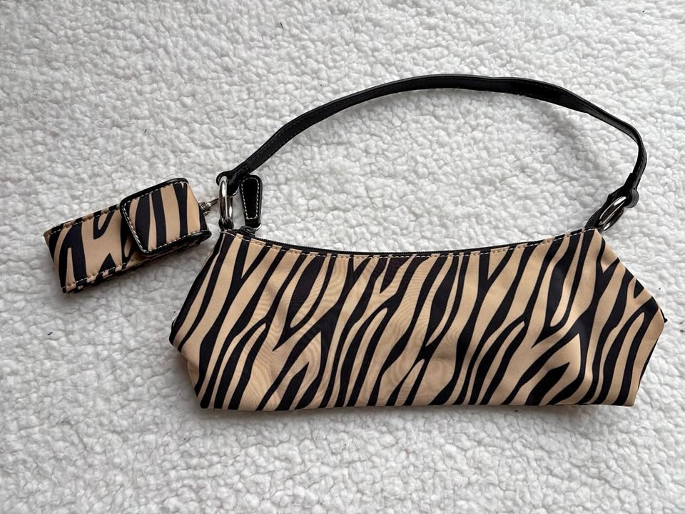 Nine West Vintage Y2K Baguette East West Zebra Shoulder Bag