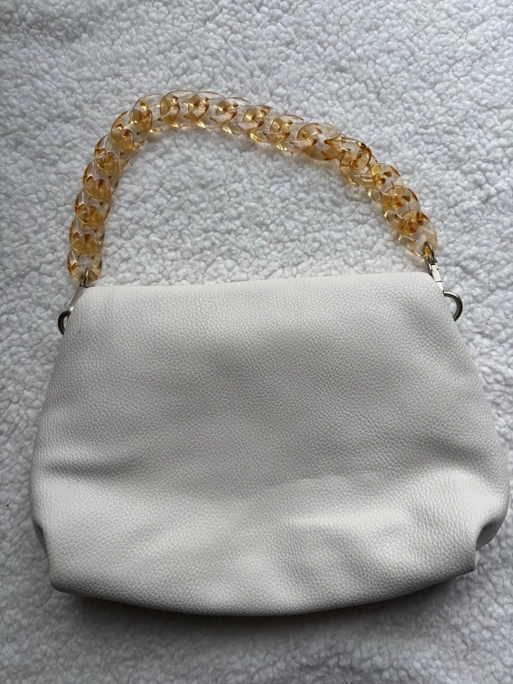 Hispanitas Cream Vegan Leather Bag with Gold Acrylic Handle - photo 2