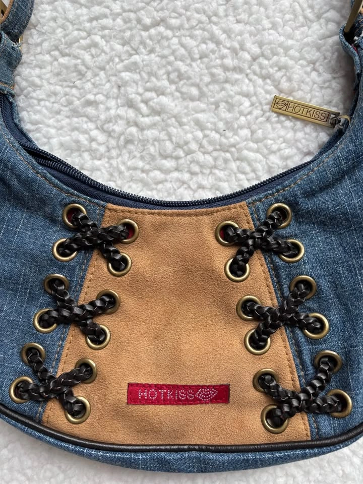 Hot Kiss Vintage Y2K Denim and Camel with Lace Shoulder Bag - photo 2