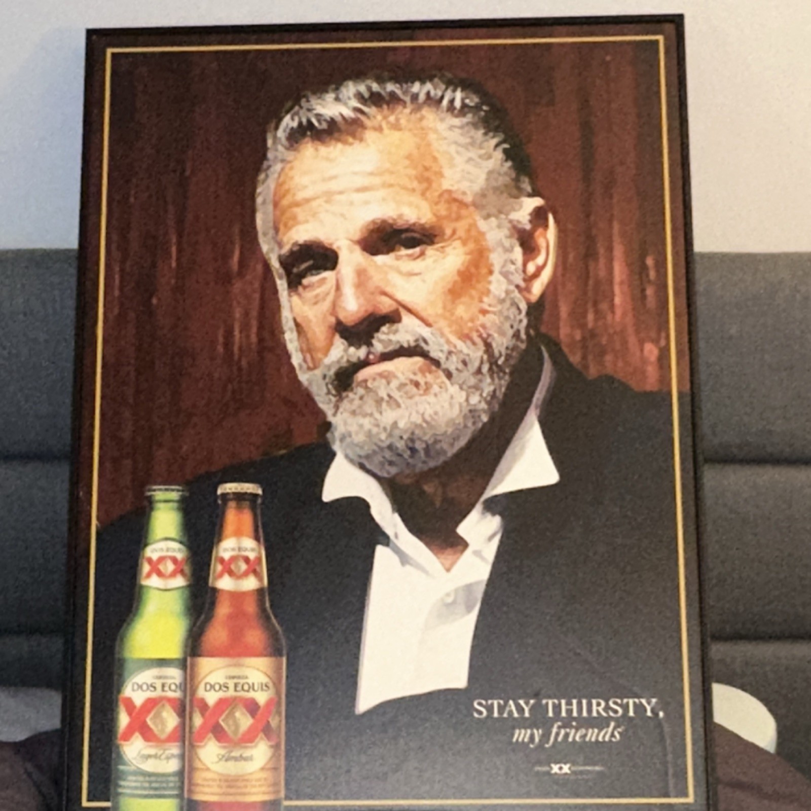 Dos Equis "Stay Thirsty, My Friends" Framed Beer Print 23 x 31