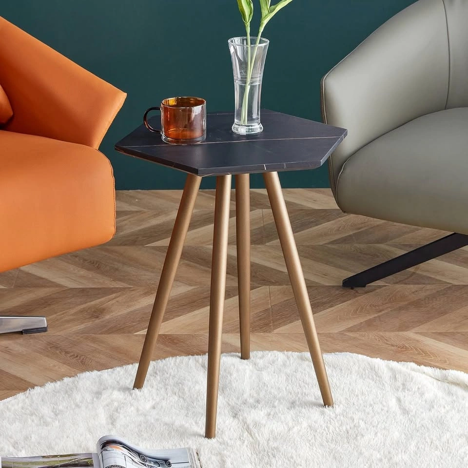 Modern Minimalism Black Faux Marble End Table - photo 3