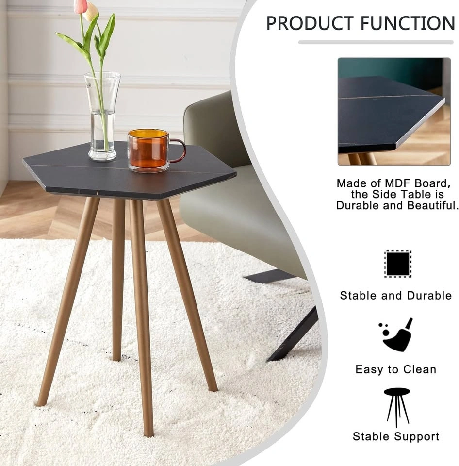 Modern Minimalism Black Faux Marble End Table - photo 5