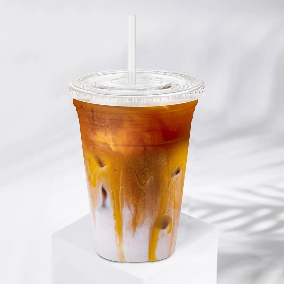 16 oz 100 Pack Clear Plastic Cups with Lids & Straws - photo 4