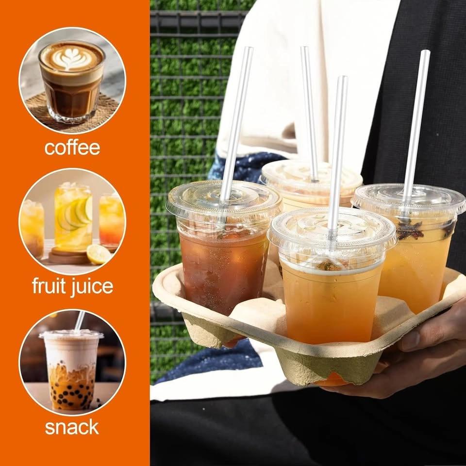 16 oz 100 Pack Clear Plastic Cups with Lids & Straws - photo 5