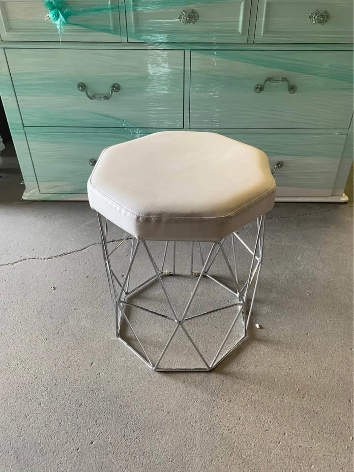 Modern Geometric Stool White Padded Seat - photo 2