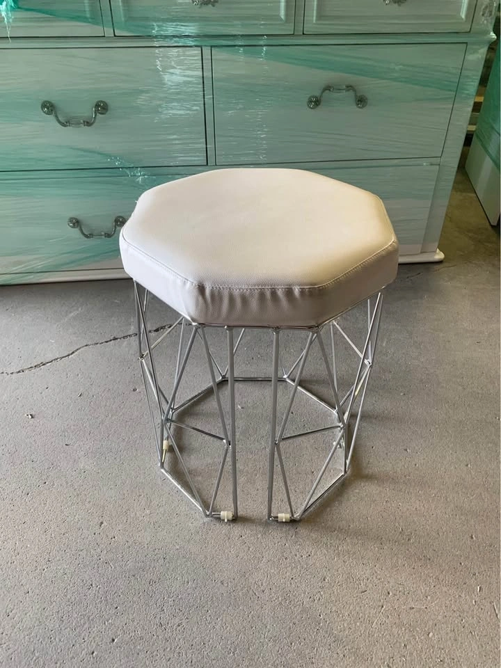 Modern Geometric Stool White Padded Seat - photo 4