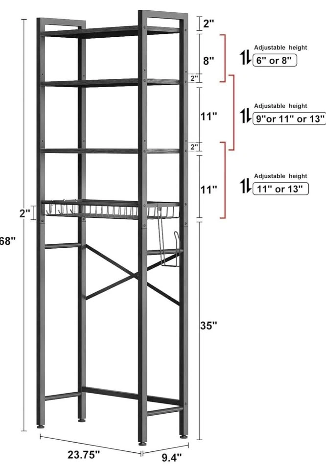4-Tier Over-The-Toilet Storage Rack - photo 2