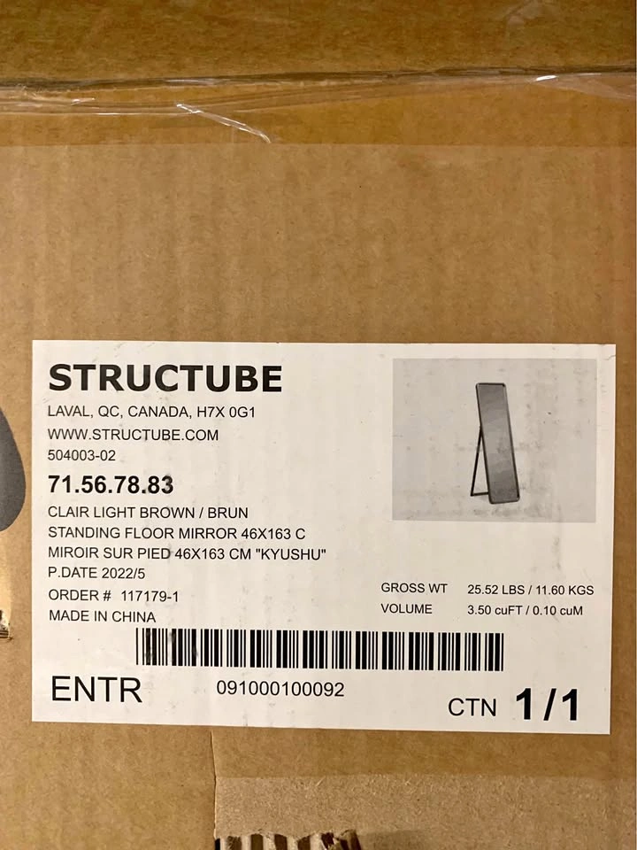 STRUCTUBE Standing Floor Mirror 46x163cm Light Brown 'Kyushu'