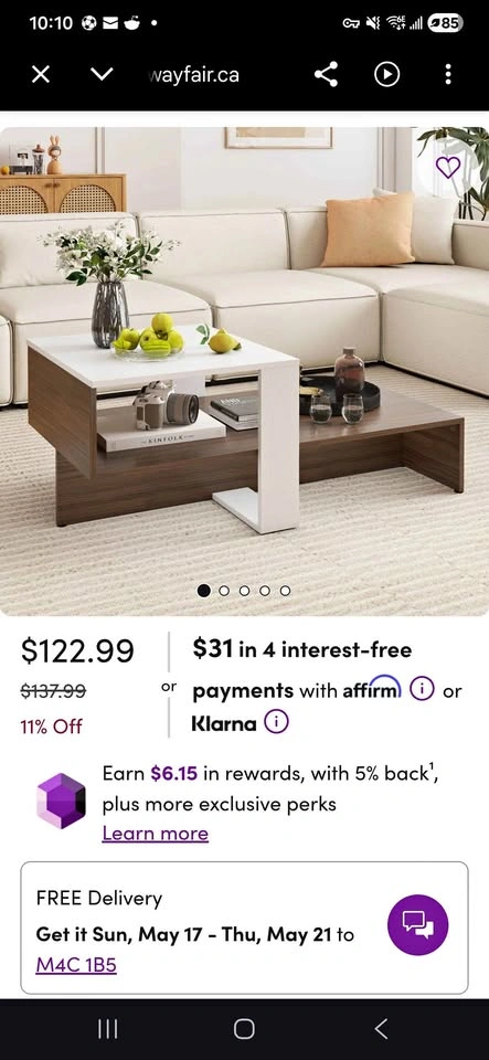 2-Tier Geometric Small Table with Storage Shelves