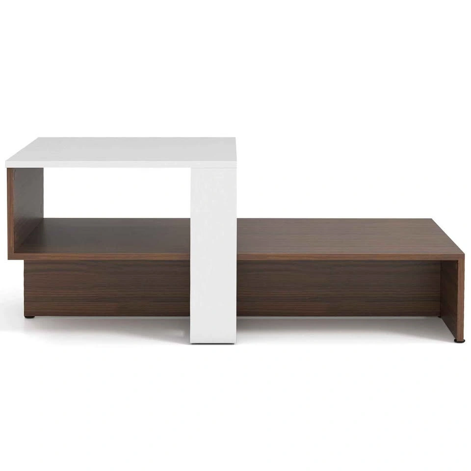 2-Tier Geometric Small Table with Storage Shelves - photo 4