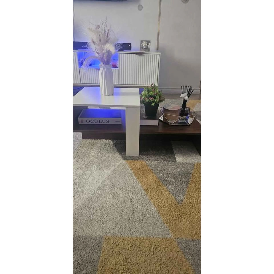 2-Tier Geometric Small Table with Storage Shelves - photo 5