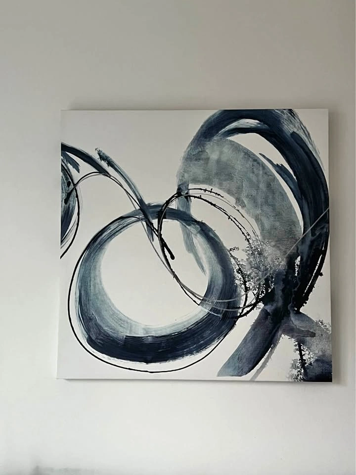 Blue Abstract Canvas Art – White Background Modern Wall Decor