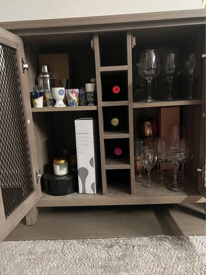 Home Source Jill Zarin Bar Microwave Cabinet Coffee Station Grey - photo 5