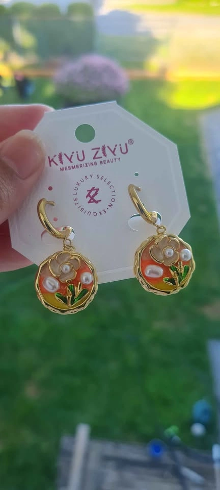 Enamel Floral Earrings - photo 2