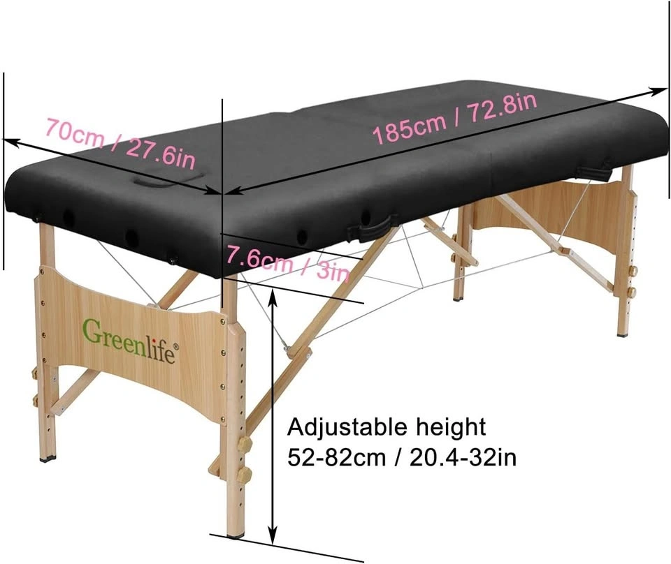 GreenLife Portable Folding Massage Table – Black - photo 2