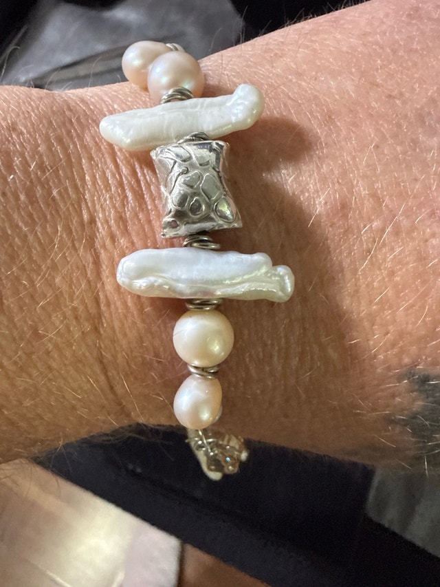 Sterling Silver Pearl Charm Bracelet - photo 3