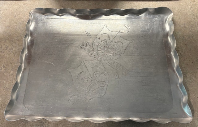 MCM Aluminum Serving Tray – Comedy & Tragedy Masks.