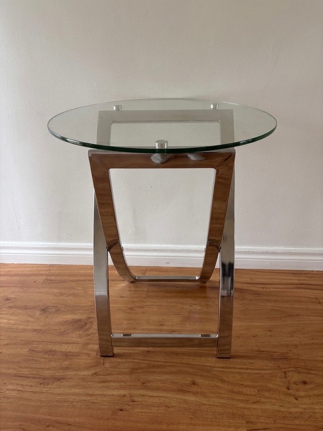 Modern Chrome & Glass Accent Side Table (Bouclair)