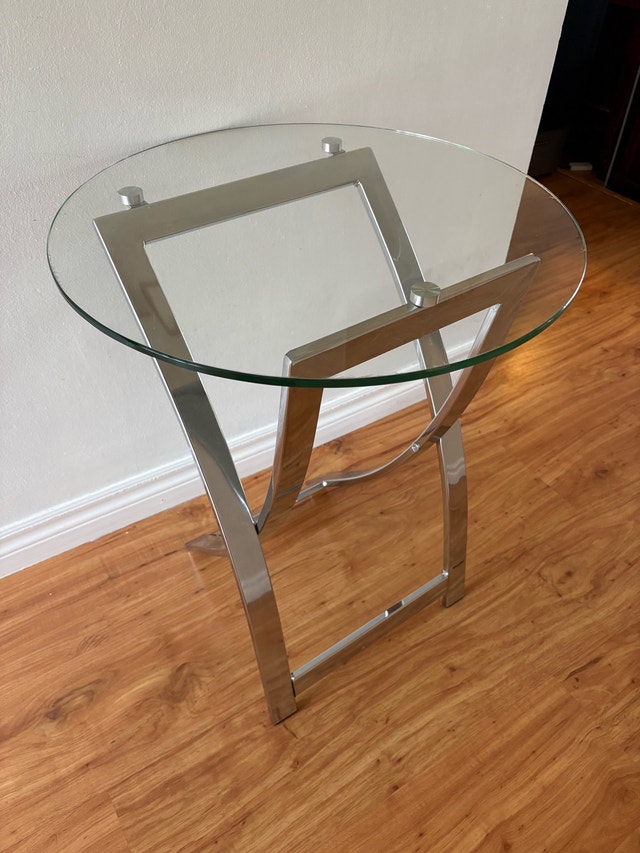 Modern Chrome & Glass Accent Side Table (Bouclair) - photo 3