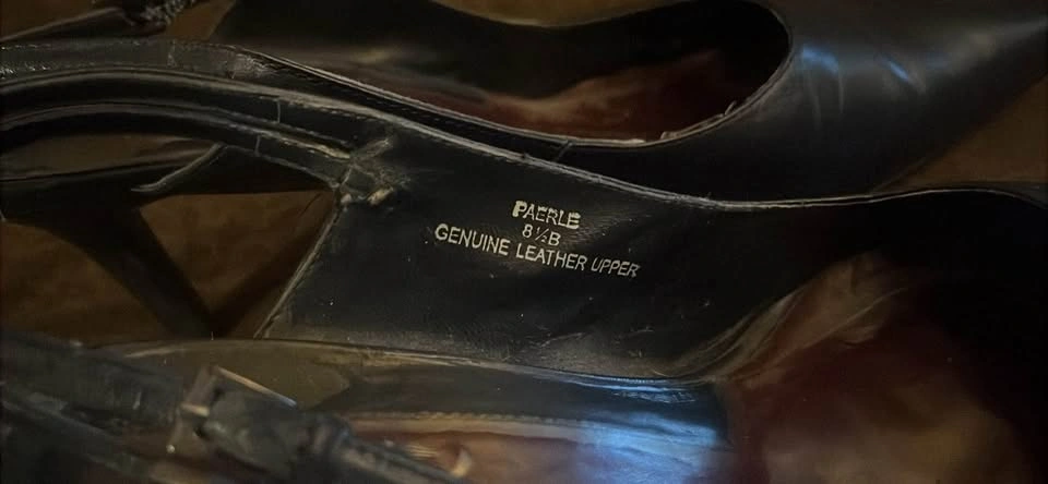 PAERLE Navy Leather Slingback Heels 8 1/2 B - photo 2