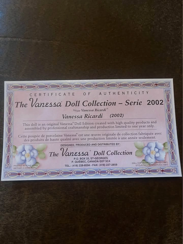 Vanessa Ricardi Porcelain Doll 2002 with Certificate - photo 2
