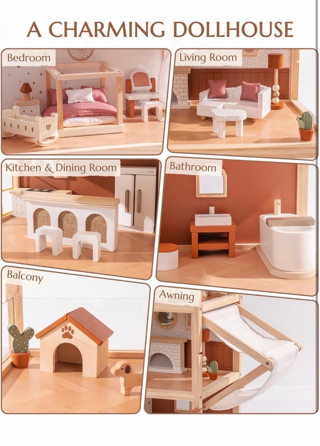 Tidlo Wooden Dollhouse - photo 4