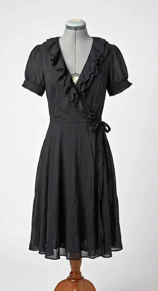 Black Ruffle Wrap Dress Small