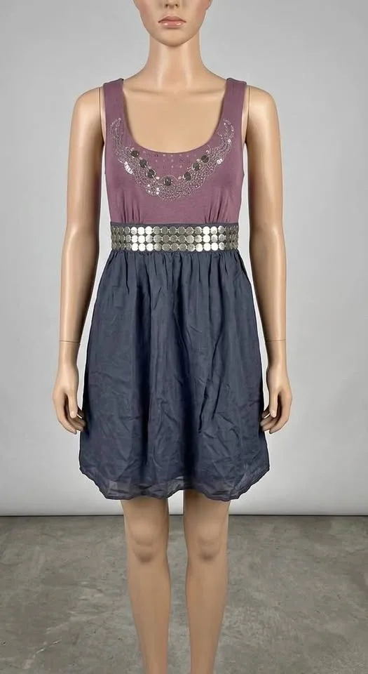 Women's Tank Dress with Embellished Neckline Size Small