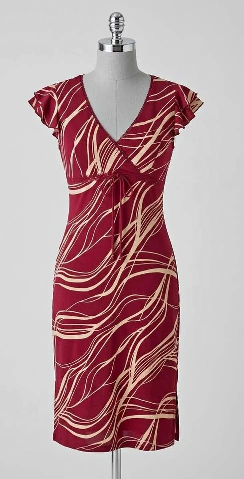 Maroon and beige abstract print dress Stretchy XS/S