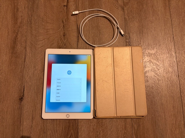 Gold iPad Air 2 with Smart Cover and Charging Cable 16 GB