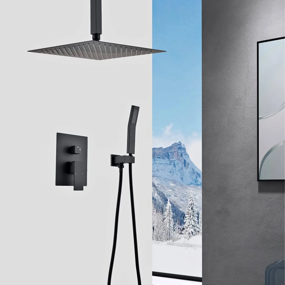 Ceiling Mounted Shower System with Handheld & 12" Head