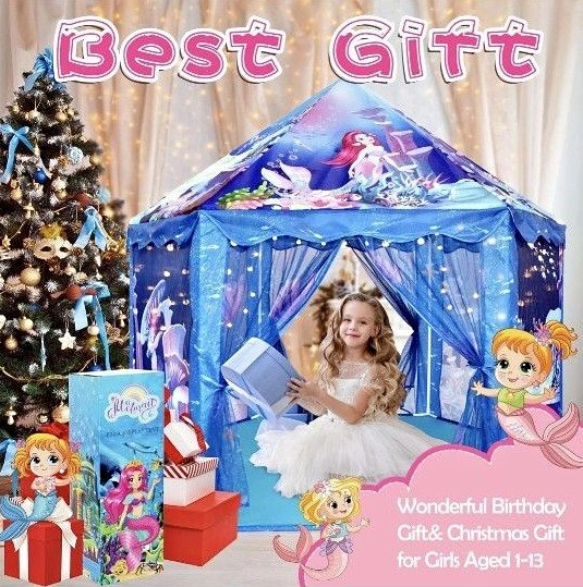 Princess Tent Toys-for-Girls, Large Mermaid Playhouse