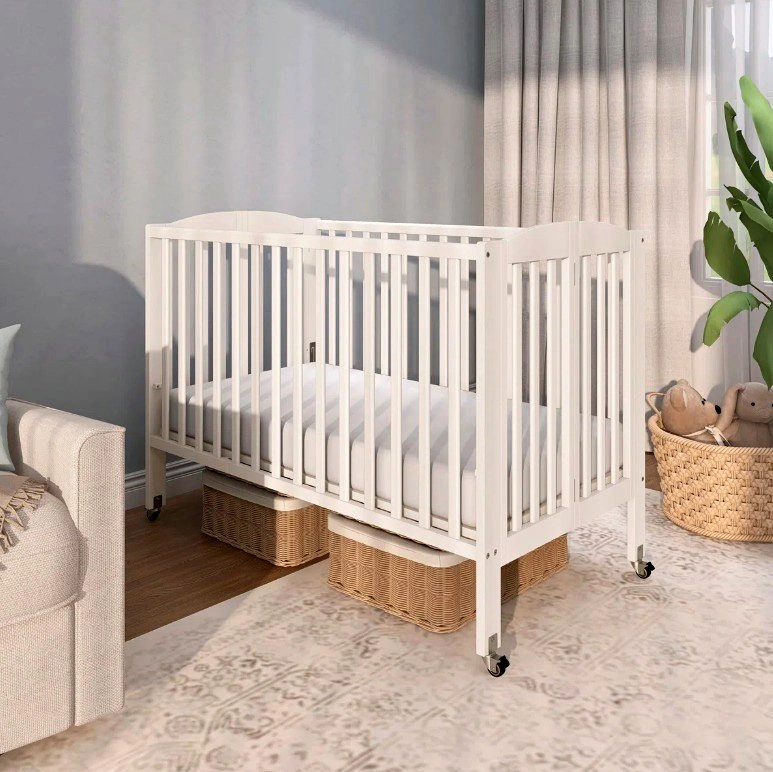 Wooden Mini Baby Crib & Mattress - Used