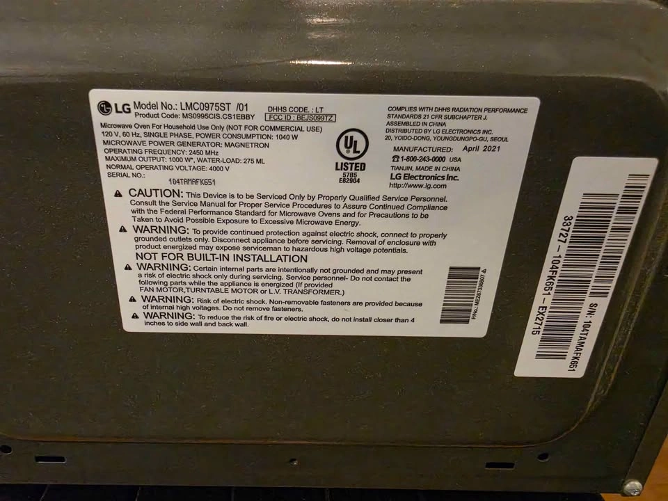 LG Microwave 0.9 cu ft LMC0975ST - photo 2